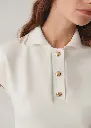 EXQUİSE EKRU DÜĞME DETAYLI POLO YAKA REGULAR ÖRME T-SHIRT