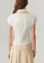 EXQUİSE EKRU DÜĞME DETAYLI POLO YAKA REGULAR ÖRME T-SHIRT