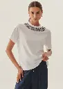 EXQUİSE YAKASI İŞLEME DETAYLI BİSİKLET YAKA BEYAZ REGULAR PAMUKLU T-SHIRT