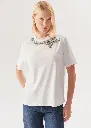 EXQUİSE FİYONK İŞLEMESİ DETAYLI BİSİKLET YAKA PAMUKLU REGULAR SİYAH T-SHIRT
