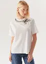 EXQUİSE FİYONK İŞLEMESİ DETAYLI BİSİKLET YAKA PAMUKLU REGULAR SİYAH T-SHIRT
