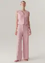 EXQUİSE RAHAT KALIP PUDRA KETEN PANTOLON